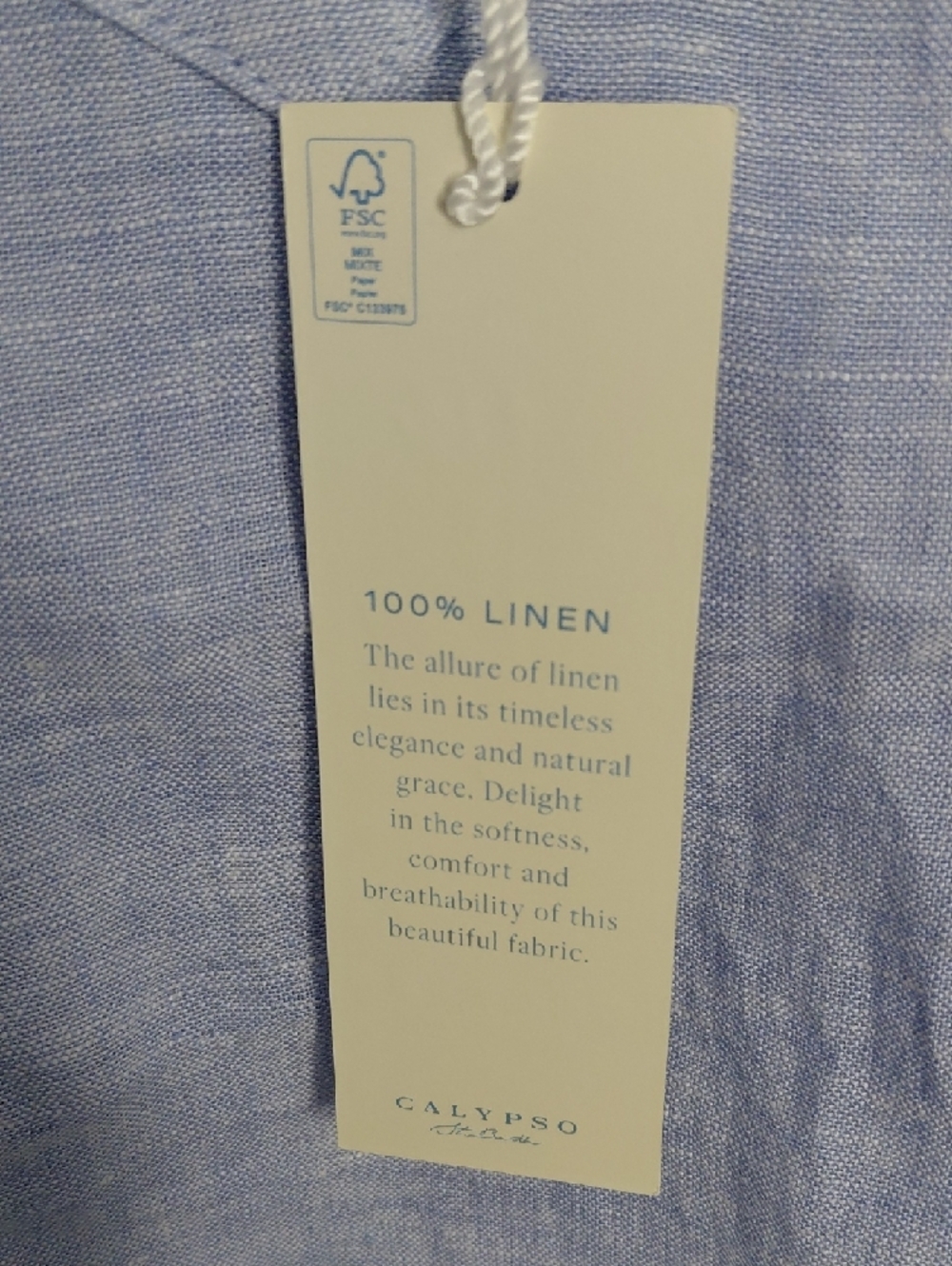 Calypso St. Barth Pale Blue Linen V-Neck Tunic 100% Linen - Picture 6 of 7